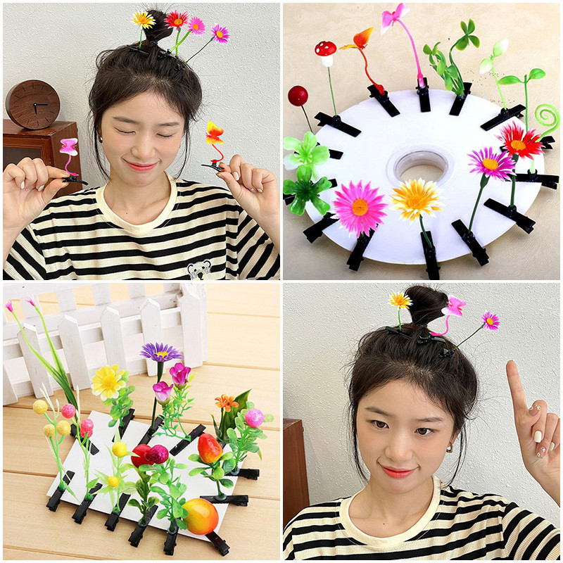 Creative ดอกไม ้ รูปร ่ างคลิปผมน ่ ารัก Mini Hairpin Chidren พืชคลิปแฟชั ่ นอุปกรณ ์ เสริมผมของขวัญอุปกรณ ์