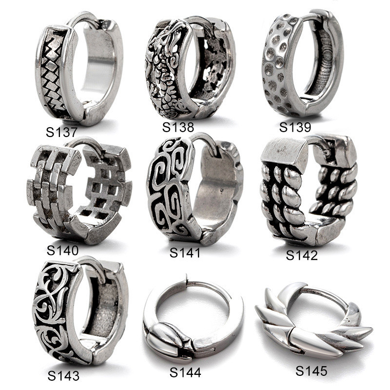 1pcs ผู ้ ชายแฟชั ่ น Punk เครื ่ องประดับต ่ างหูเจาะต ่ างหูสแตนเลส Dragon Totem ต ่ างหูหัวเข ็ มขัด