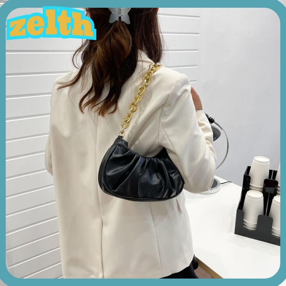 Zelth Texture Handbag, Cloud Fashion Underarm Bag, Pleated Bag Single Shoulder Solid Color Trend Bag