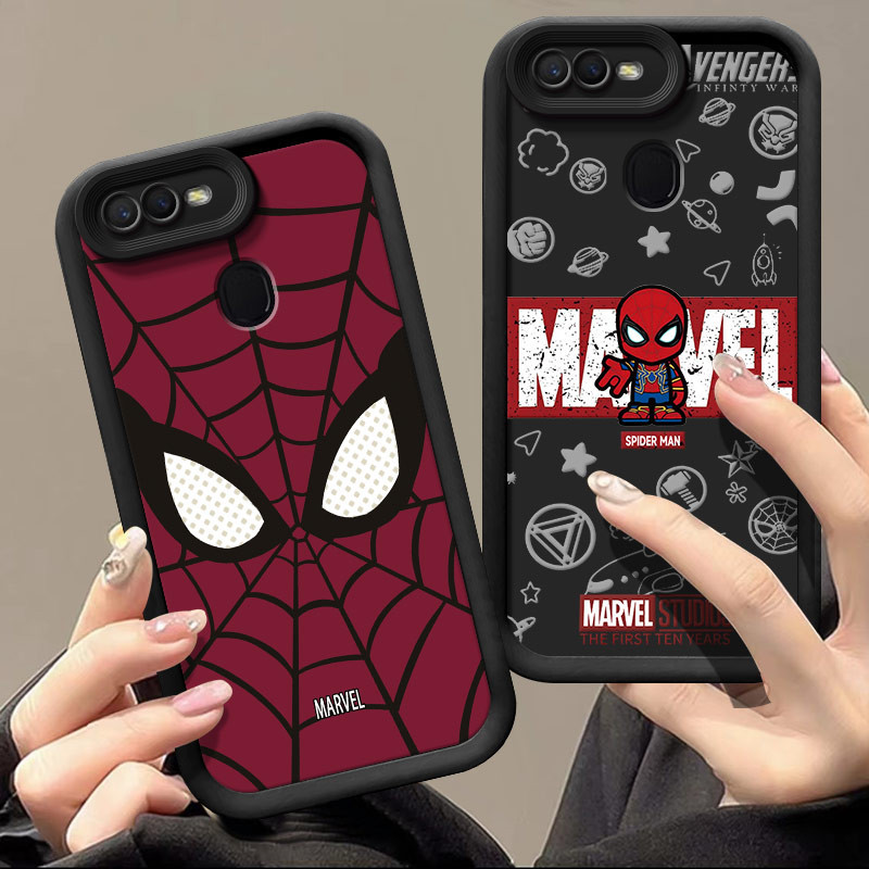 เคส oppo F9 F9 ProเคสOppo A5s A12 A7 Realme U1 เคส,สไตล์สาวผีเสื้อสีชมพูและ Cool Boy Spider-Manเคสโท
