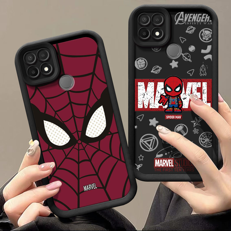 เคสoppo A15 A15s A35,สไตล์สาวผีเสื้อสีชมพูและ Cool Boy Spider-Manเคสโทรศัพท์,High Edgeป้องกันกล้องเคสโทรศัพท์KLQTY