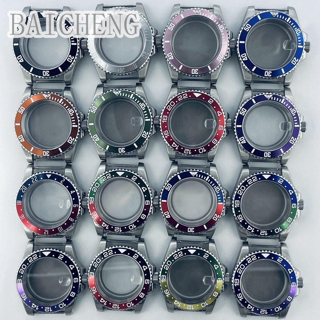 Baicheng 40mm SUB Case NH35 NH36 Watch Case Sapphire Crystal Stainless Steel Waterproof With Aluminium Bezel