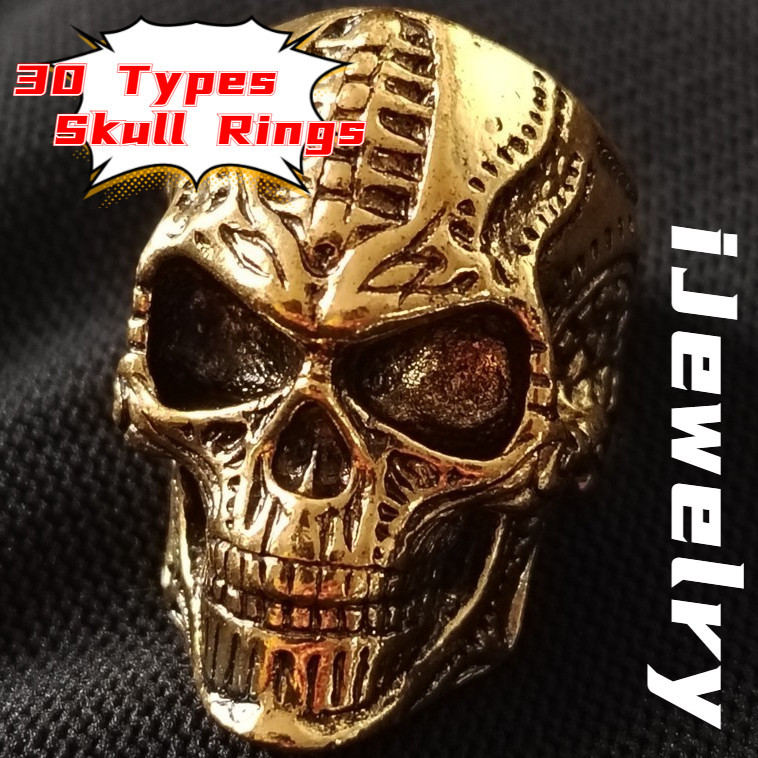 Hip Hop Mens Skull Ring,แหวนไทเทเนียมสตีลพังค์,เครื่องประดับผู้ชาย,แหวนวินเทจ,,