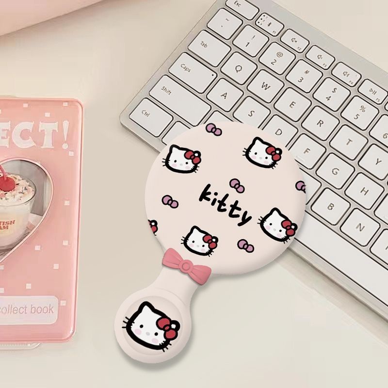 Hello Kitty แบบพกพาแบบพกพามือถือกระจกแต่งหน้าขนาดเล็ก Make-up ราคาต่ํา High-Definition Handle กระจกแต่งหน้า Mini Make-up Mirror