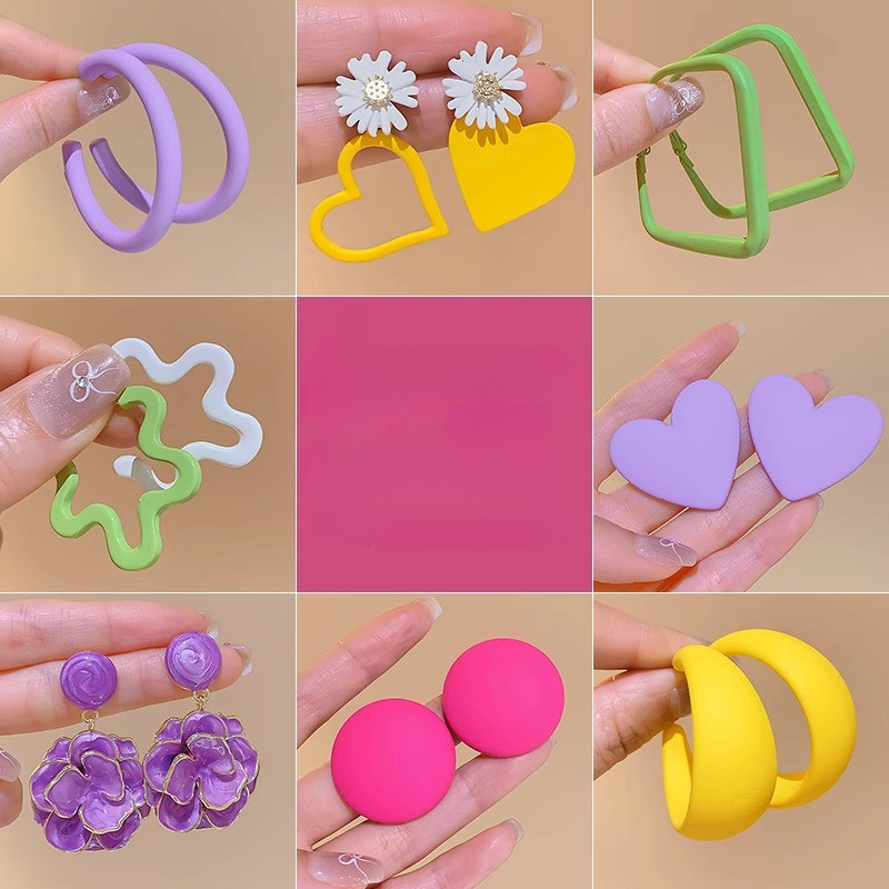 แฟชั ่ นต ่ างหู Y2K สีสันสดใสเกาหลี High-End Temperament Elegant ต ่ างหู