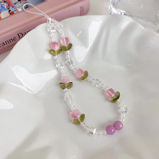 🍀Ins🍀สายคล้องโทรศัพท์มือถือ ลายดอกไม้ หัวใจ ป้องกันการสูญหาย อุปกรณ์เสริม สําหรับ Airpods เครื่องประดับ