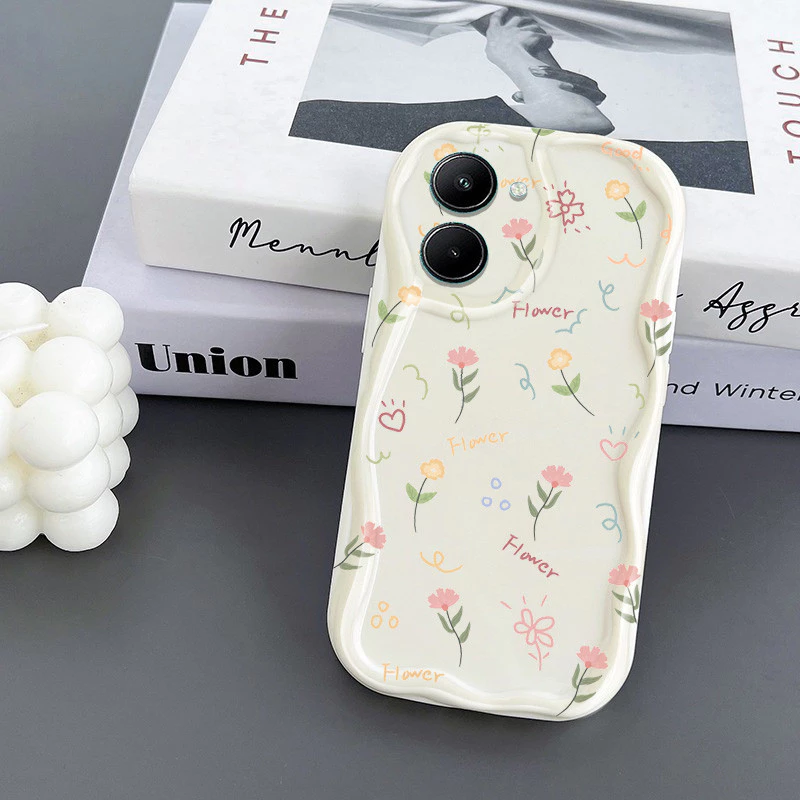 เคสโทรศัพท์กันกระแทกลายดอกไม้เล็กแบบเต็มหน้าจอ Vivo Y03 Y18E Y18 Y28 4G เคสนิ่มใสเคสป้องกัน
