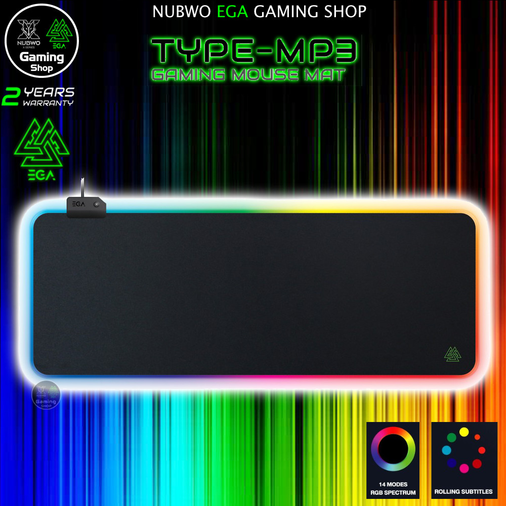 🎮 GAMING NUBWO EGA TYPE MP3 MOUSE PAD Speed RGB COLOR AND EFFECT แผ่นรองเมาส์  ไฟ ไซส์ใหญ่ ลื่นไหลไม่มีสะดุด