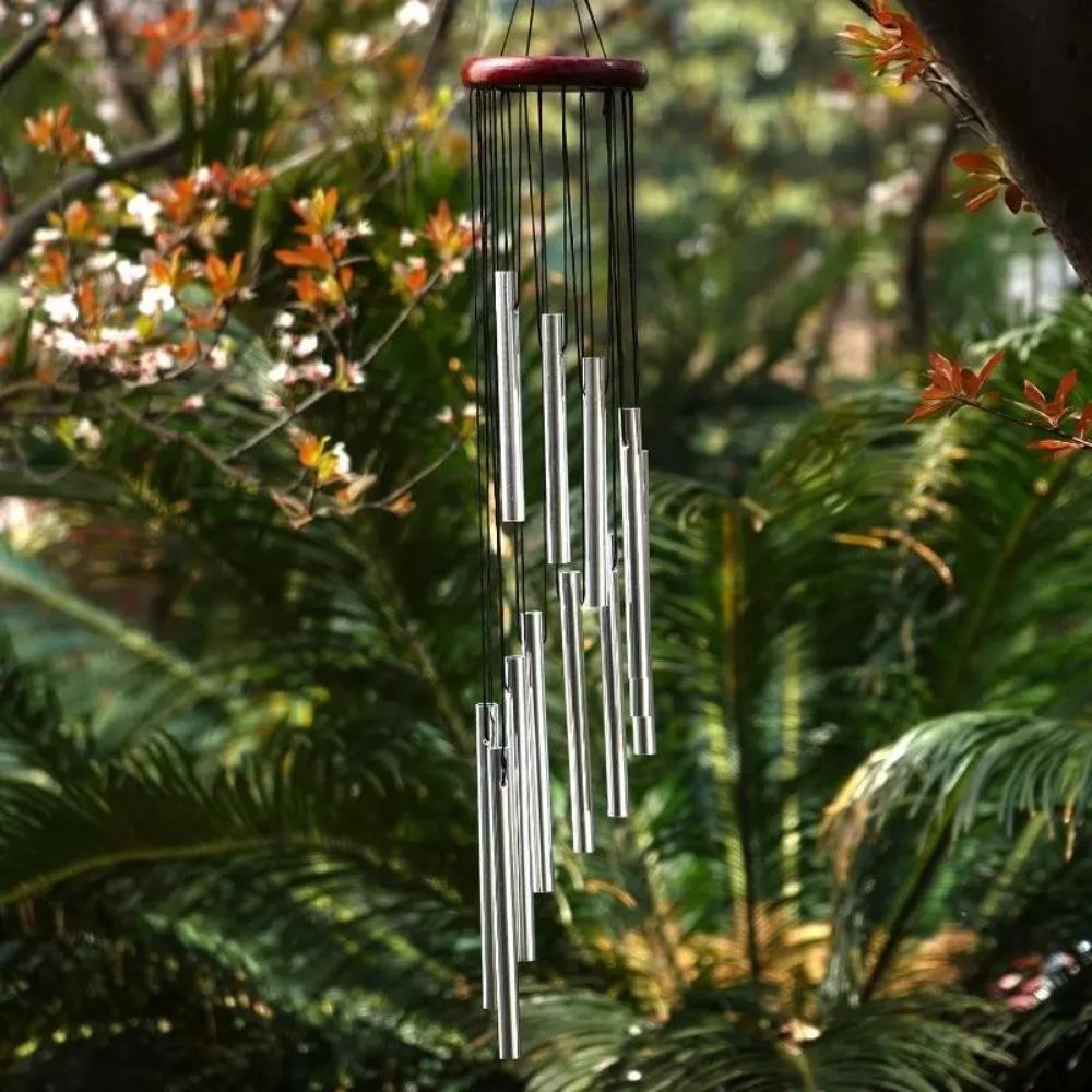 ซิลูโอลัน กระดิ่งลม,ตกแต่งลาน12หลอดอลูมิเนียมกระดิ่งลม,แขวนเครื่องประดับตกแต่งสวนแฮนด์เมดกระดิ่งลมขนาดใหญ่ - รูปที่ 3