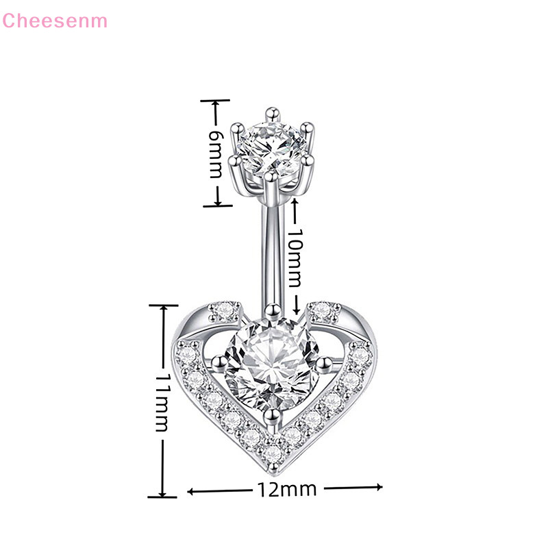 Cheesenm แฟชั่นคริสตัลเพทายปุ่มท้องแหวนผู้หญิงประณีตหัวใจแหวนสะดือเครื่องประดับของขวัญ TH - รูปที่ 3