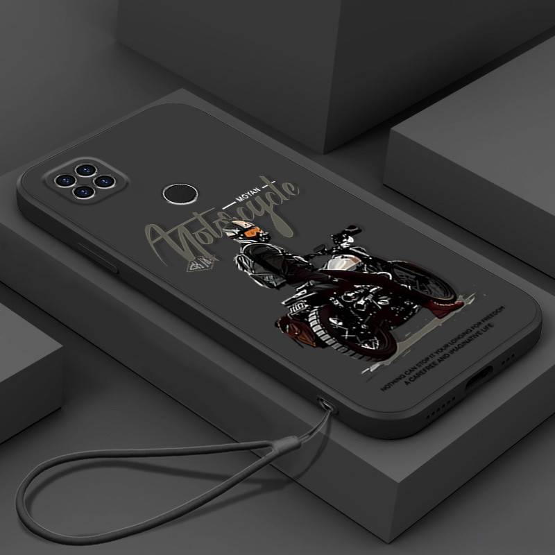 ปลอกเคสโทรศัพท์ Redmi 9C พร้อมเชือกเส้นเล็กความงามซิลิโคน TPU Soft Shell อินเทรนด์ Cool มอเตอร์ไซค์ boy เคสกันกระแทกดีไซน์ใหม่
