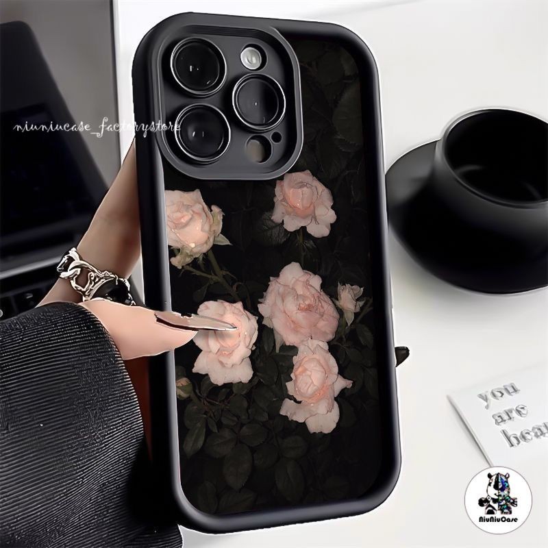 กุหลาบสีชมพูวินเทจ เคสโทรศัพท์มือถือ สําหรับ iPhone 11 12 13 14 15 Pro Max XR X XS Max 6 7 8 Plus SE Soft Silicone เคส