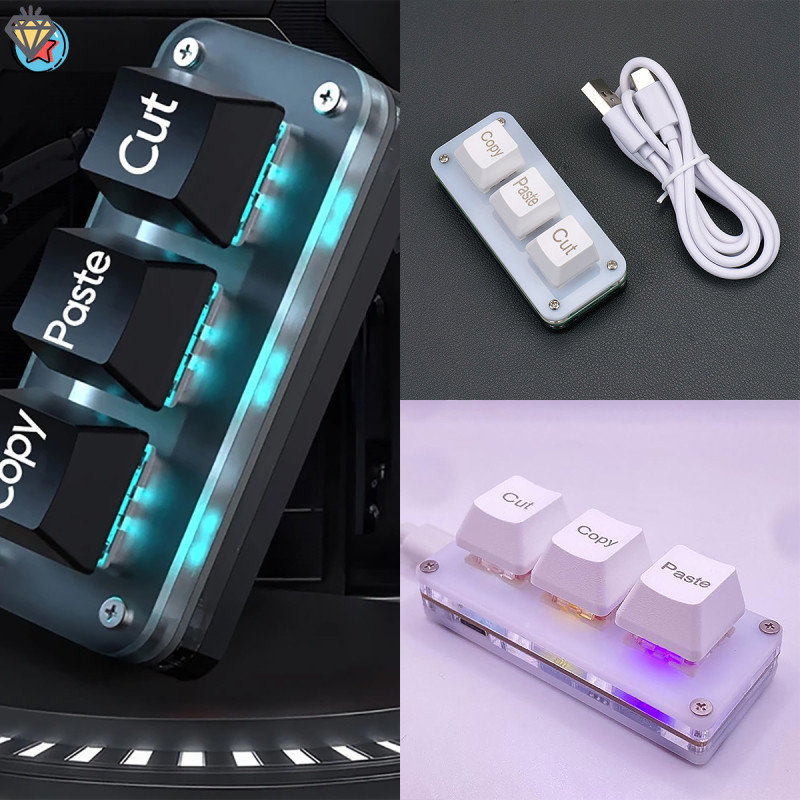 Mini 3-Key Cut Copy Paste Ctrl XC ทางลัด Macro OSU ปุ่มกดคีย์บอร์ดแบบตั้งโปรแกรมได้สําหรับเล่นเกมหรื