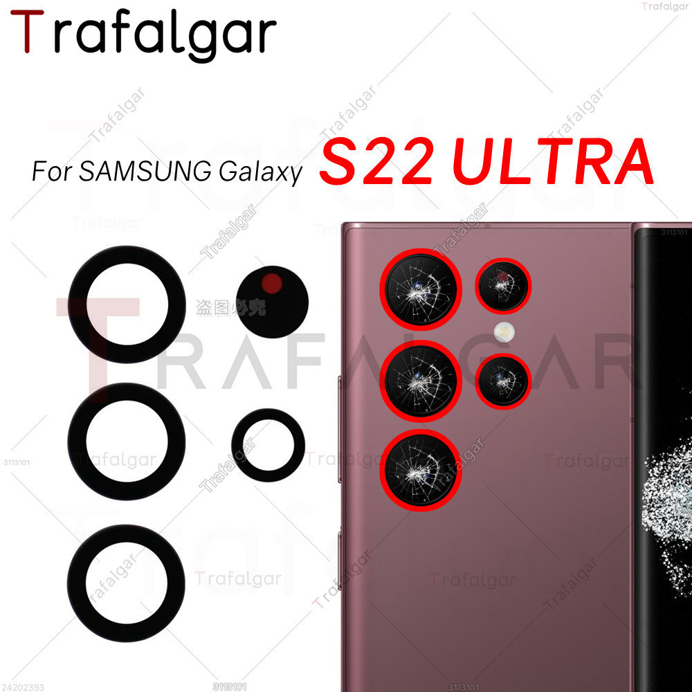 คุณภาพสูงด้านหลังเลนส์กล้องกระจกกาวเลนส์กรอบสติกเกอร์สําหรับ Samsung Galaxy หมายเหตุ 20 Ultra 20U อะไหล่เปลี่ยน
