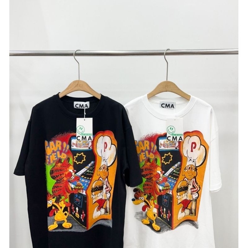 [100% Cotton] 📮พร้อมส่ง📮🐱ลาย Garfield Burger 🍔 🛑เสื้อยืด CMA ทรง Oversize อก 44-46" ผ้าคอตตอน 💯