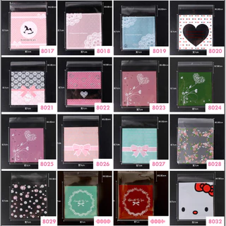 ถุงคุ๊กกี้ ฝากาว ขนาด 7x7 ซม.และ 10x10 ซม. (95-100 ใบ) (สุ่มลาย)