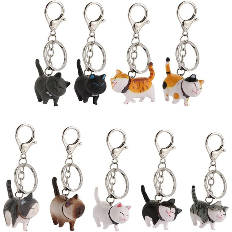 น่ารักการ์ตูนเดินแมว Key Chain Kawaii ญี่ปุ่น Bobtail ลูกแมวพวงกุญแจสัตว์น่ารักรถ Key ผู้ถือสาวกระเป๋าเป้สะพายหลังจี้