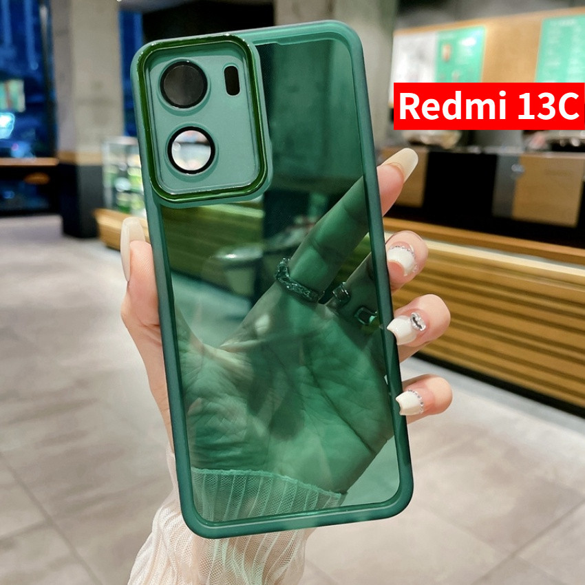 สําหรับ Redmi 13C 4G 5G 2024 Xiaomi Poco C65 เคสโทรศัพท์ปลอกบางใสนุ่มคู่เปลือก Redmi13C PocoC65 เลนส์กันกระแทก TPU ซิลิโคนยืดหยุ่นชุบกันชนโปร่งใสปกหลัง