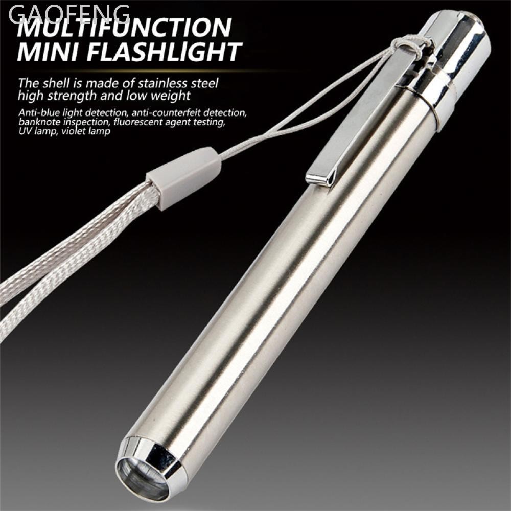 Gaofeng 365/395nm สแตนเลส Mini Pocket โคมไฟ Led 365/395 UV ไฟฉายไฟฉาย Ultra Violet Light สําหรับ Marker Checker Detection M5Y5
