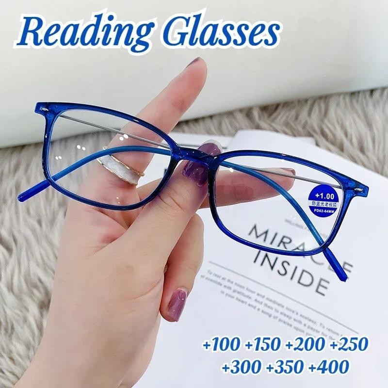 แว่นตาอ่านหนังสือแสงสีฟ้าสําหรับผู้ชายและผู้หญิงเลนส์ออปติคอลทรงสี่เหลี่ยมเต็มรูปแบบป้องกันรังสีคอมพิวเตอร์ 2024