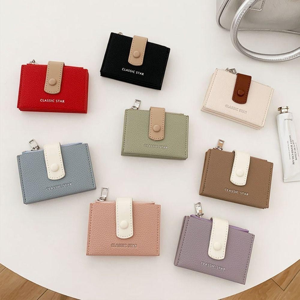 CARAMELO Money Bag, PU Leather Mini Short Wallet, Fashion Large Capacity Candy Color Coin Purse Woman