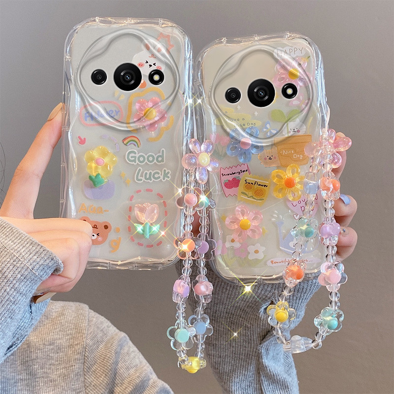 เคส Redmi A3 4G เคส เข ้ ากันได ้ กับโปร ่ งใสน ่ ารักการ ์ ตูนครีมขอบนุ ่ มซิลิโคนเคสโทรศัพท ์ TYGZ2