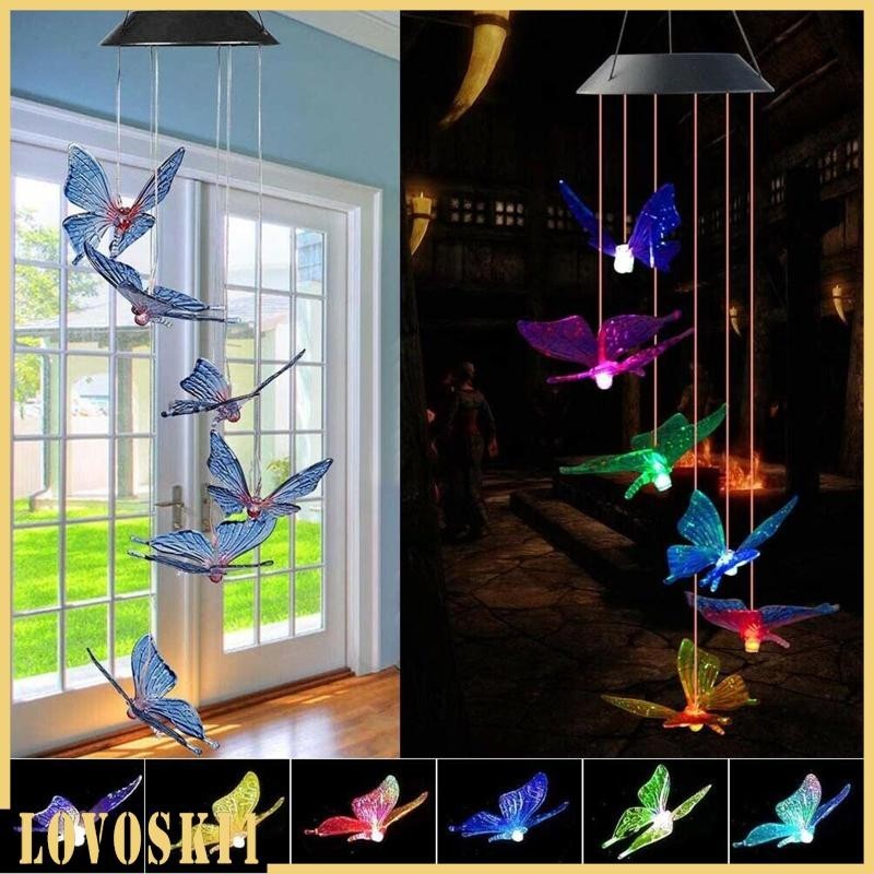 [Lovoski1 ] Chime Color Cing lighting Chime Solar Powered Waterproof Outdoor Decor