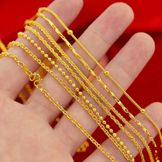 เวียดนามทรายทอง 24K สีทองชุบสุภาพสตรี Twist สร ้ อยคองูกระดูกโซ ่