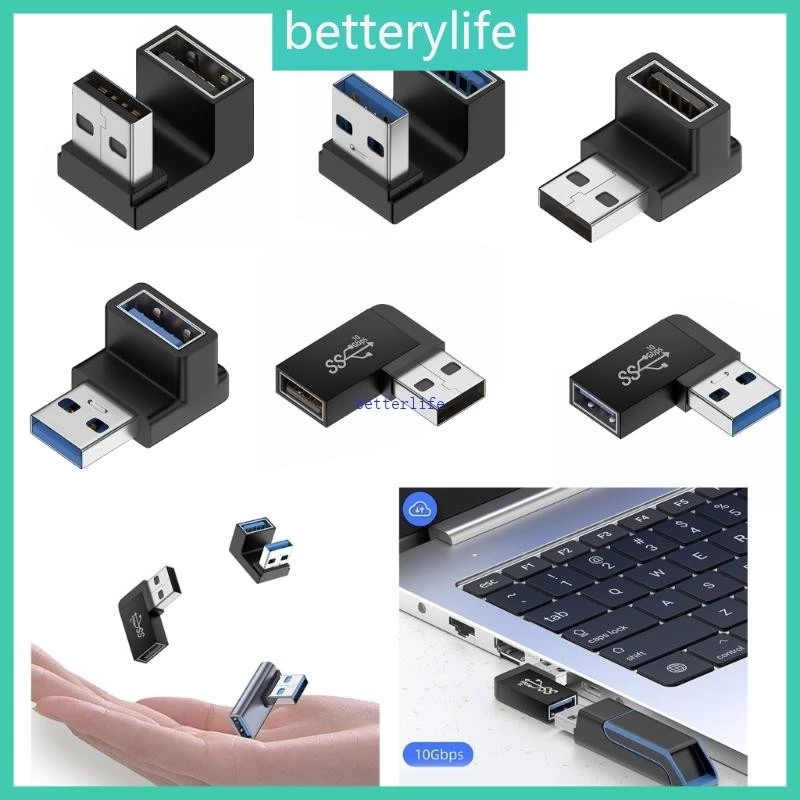 Btf USB 3 0 ชายหญิง 90 องศามุมขวาอะแดปเตอร ์ USB Upward Downward Connector 10Gbps สําหรับแล ็ ปท ็ อปพีซี