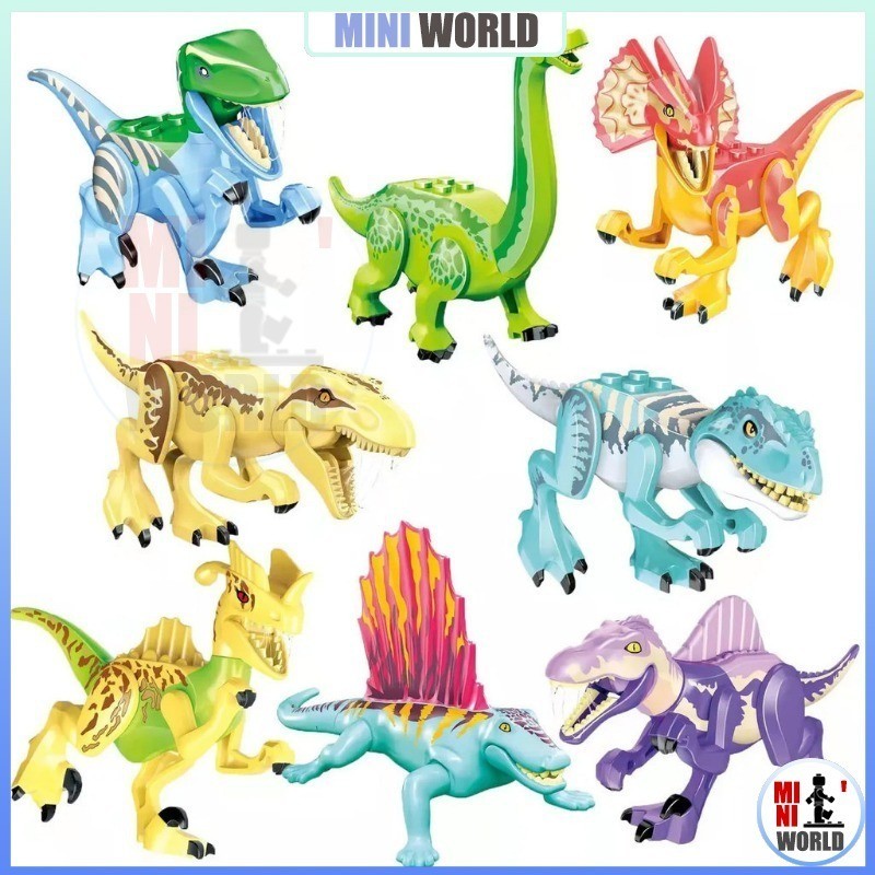 (ชุดไดโนเสาร์) Jurassic Tyrannosaurus Rex/Pteranodon/Brachiosaurus/Triceratops Building Blocks ประกอบเครื่องประดับเด็กของเล่นเพื่อการศึกษาเด็กชายและเด็กหญิงของขวัญ