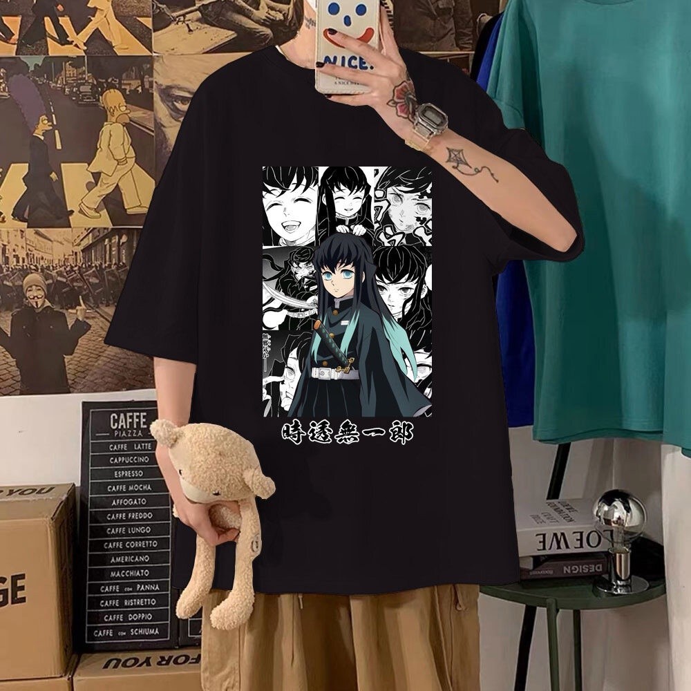 *GG* S-5XL Demon Layer T-shirt Tokitou Muichirou Anime Style Printed T-shirt Casual Loose Summer Sho