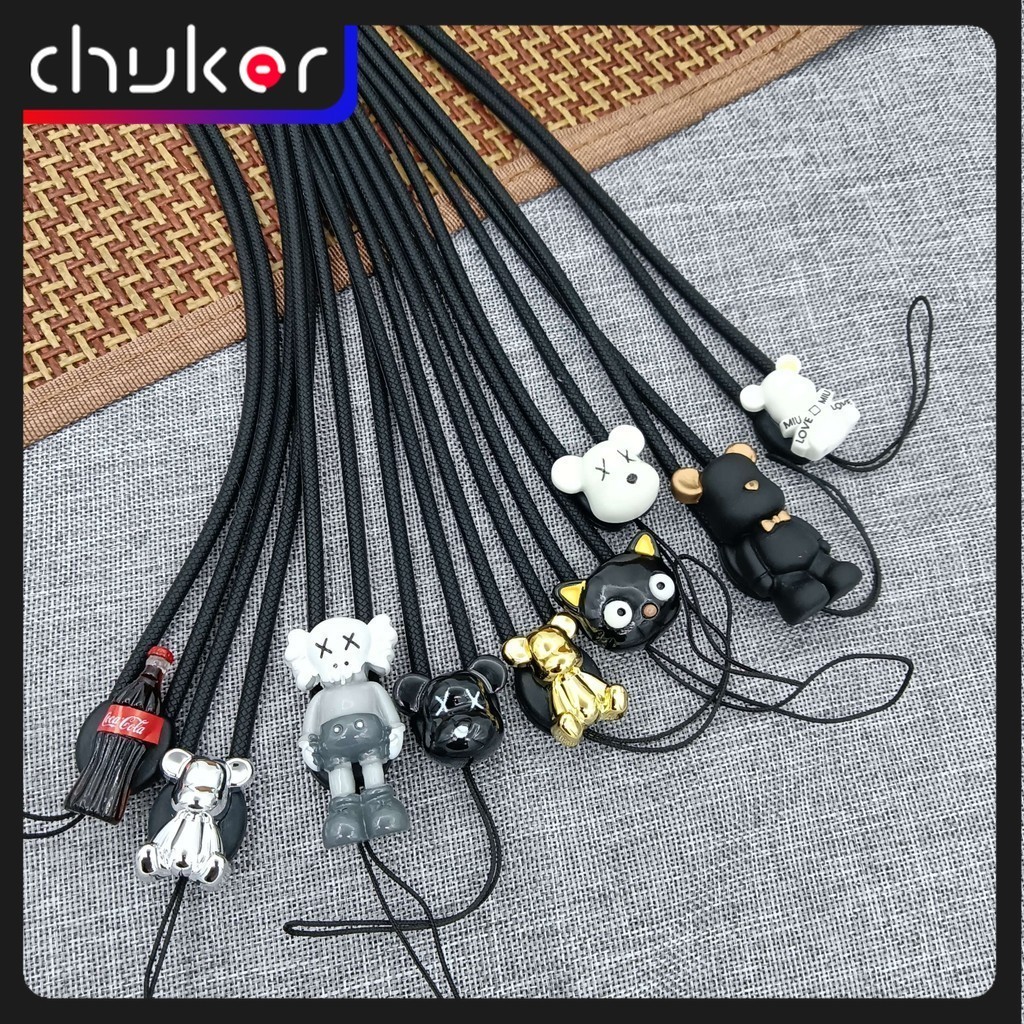 Ins สไตล ์ Lanyard สีดําซิลิโคน Lanyard แขวนคอ Anti-Lost เชือกซิลิโคน u Disk Key เครื ่ องประดับ Lanyard Universal เชือกโทรศัพท ์ มือถือเชือก