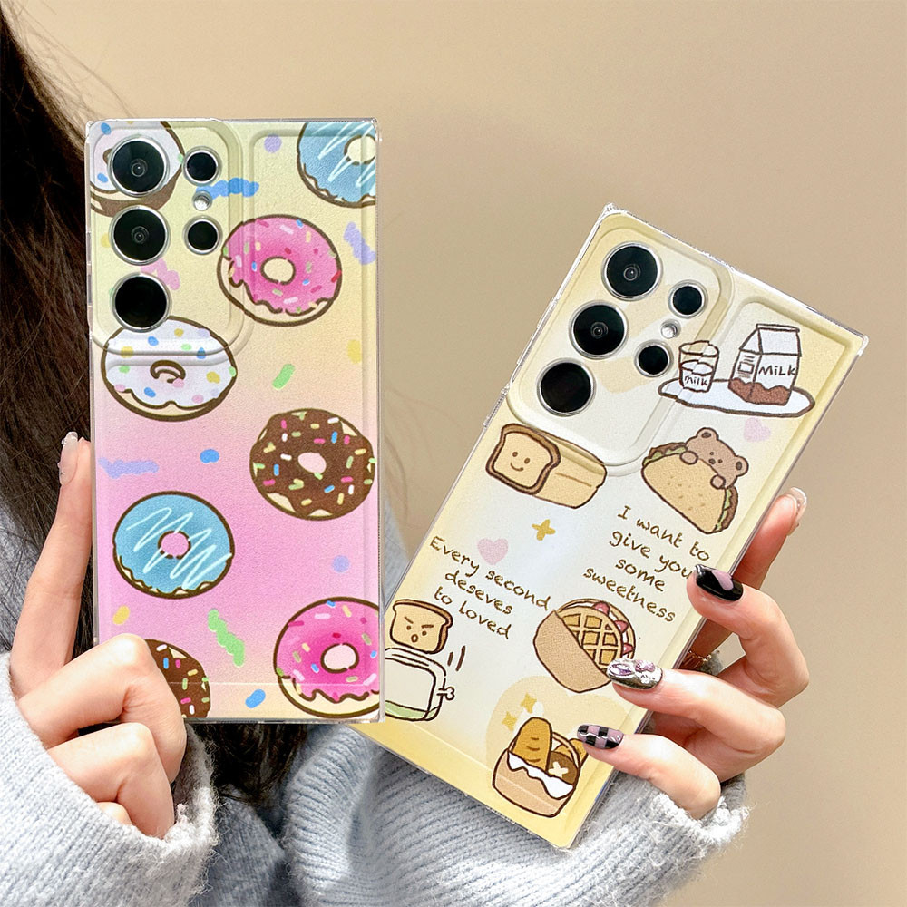 น่ารัก Doughnut Toast สําหรับ Vivo V29E V30E Y03 Y18 Y18S V29 V30 Pro S18 Y17s Y20 Y20s Y20i Y12s Y33s Y21 Y21 Y21s Y22s Y33s Y32s Y35T Y22s Y22s Y22s Y22s Y22s Y35T 5G