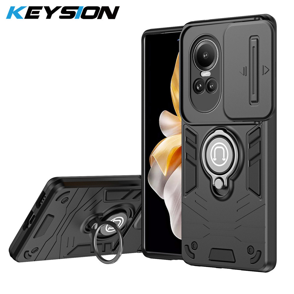 Keysion เกราะกันกระแทกสําหรับ OPPO Reno10 Pro 5G สไลด์ป้องกันกล้องแหวนสําหรับ OPPO Reno 10 Pro + 5G