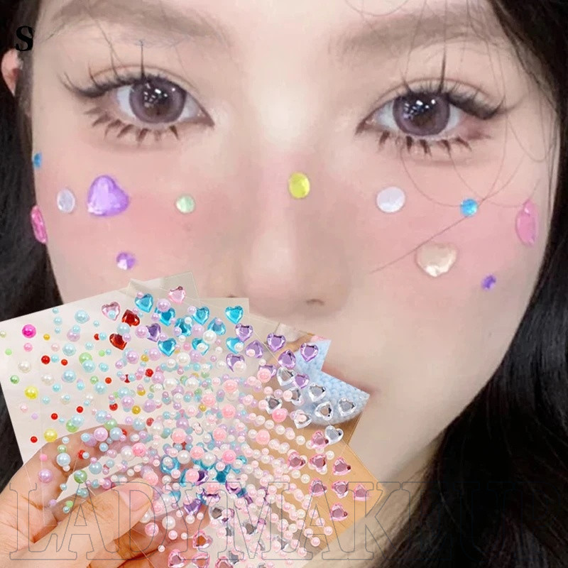 สีสัน Ins ผีเสื้อเพชร Face Paster - เครื่องแต่งกาย Party Patch - Self-กาวกันน้ํา Star Rhinestone สติกเกอร์ - Body False Tattoo - Cosplay Decals - DIY Art ตกแต่ง