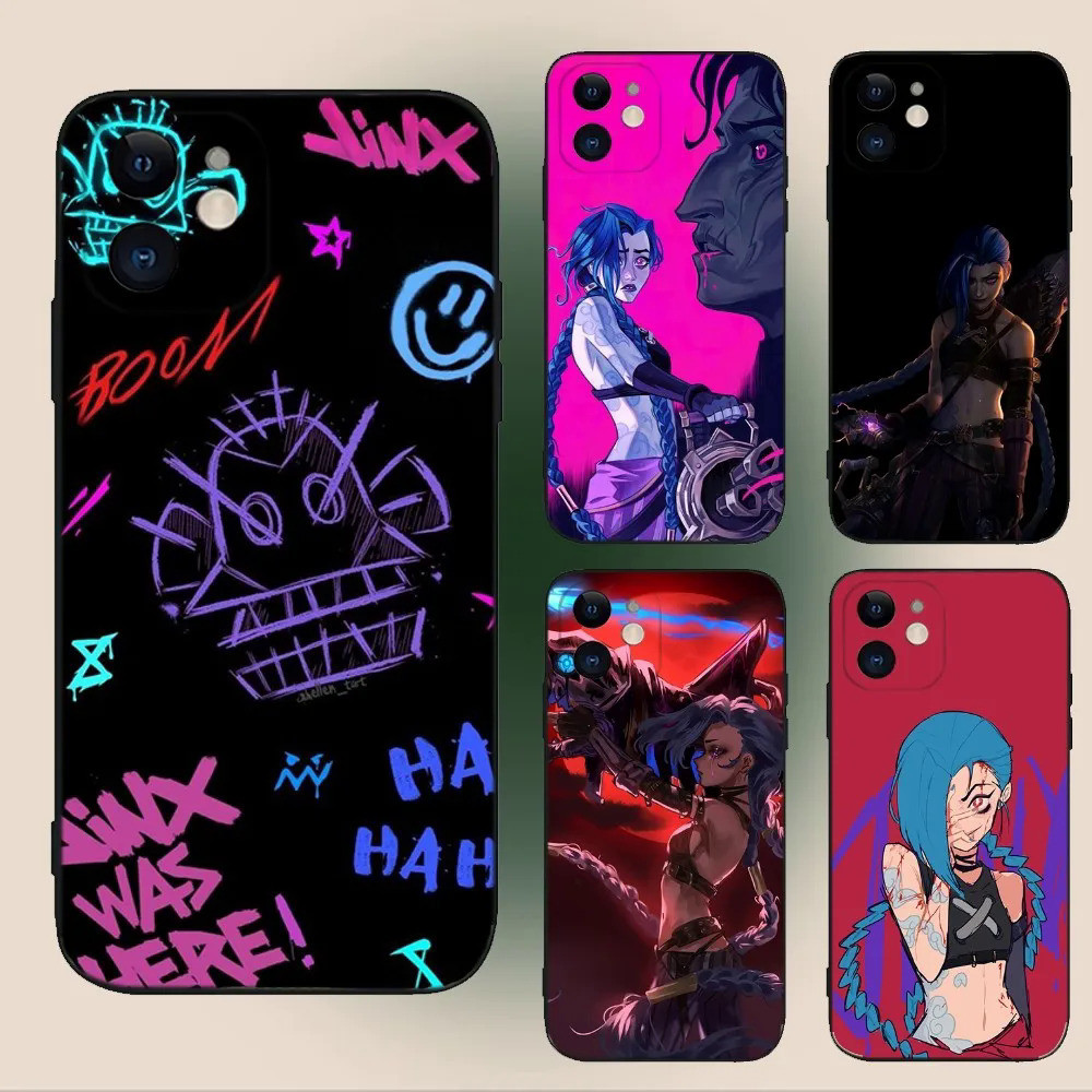 TK-1 L-League of L-Legends L-LOL Jinx เคสโทรศัพท์สําหรับ iPhone 17,15.14, 13.12, 11, Plus, Pro Max,XS,X,XR, Se, Mini, 8.7 ฝาครอบซิลิโคนอ่อนนุ่ม