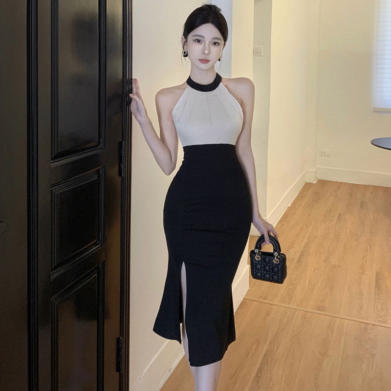 ติดตามรับ✔เดรสออกงาน เดรสเซ็กซี่✨ชุดเดรสไนท์คลับ✨ชุดการแสดง✈WDS2554 ฤดูร้อนเซ็กซี่ Halter คอแขนกุดเย