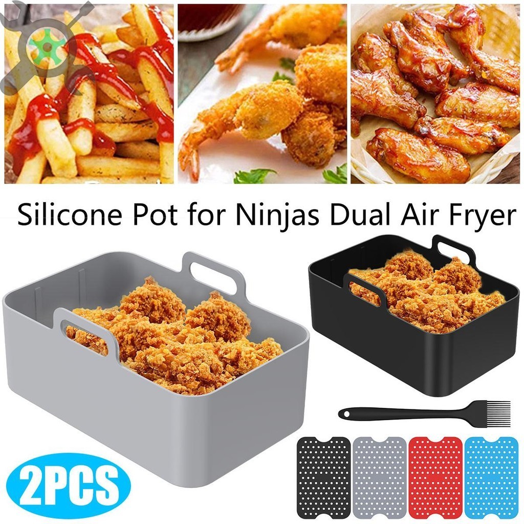 2 ชิ้น Air Fryer หม้อซิลิโคน 4 ชิ้น Air Fryer ซิลิโคน Liners อาหารซิลิโคน Air Fryer ตะกร้าสําหรับ Du