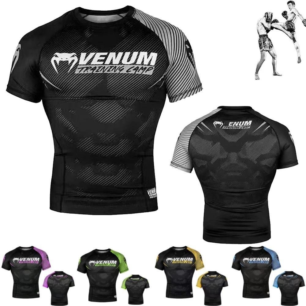 Mma Men Breathable Compression Boxing Jersey Muay Thai ชุดเสื ้ อกันหนาวมวยปล ้ ํา Skinny Quick-drying เสื ้ อยืด