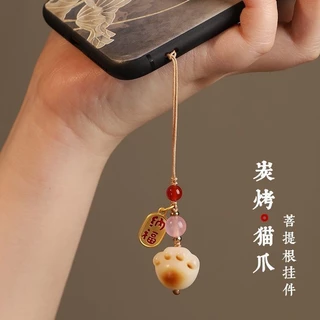 จี้โทรศัพท์มือถือ Bodhi Cat Claw Lucky Cat ห่วงโซ่โทรศัพท์มือถือจี้เชือกเส้นเล็กน่ารักหญิงเคสโทรศัพท์พวงกุญแจจี้