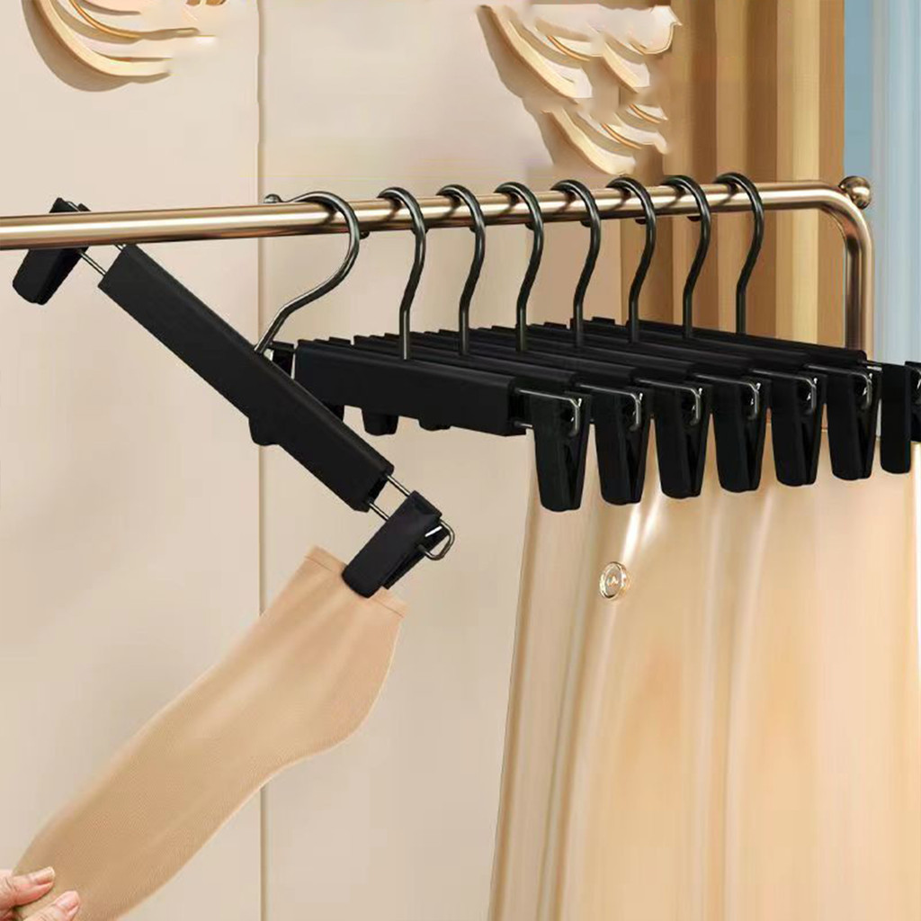 10ชิ้น คุณภาพสูง ไม่ลื่น พลาสติก กางเกงคลิป ปรับได้ ไม้แขวนเสื้อ บ้าน ไม่มีรอยต่อ กางเกงไม้แขวนเสื้อ - รูปที่ 2