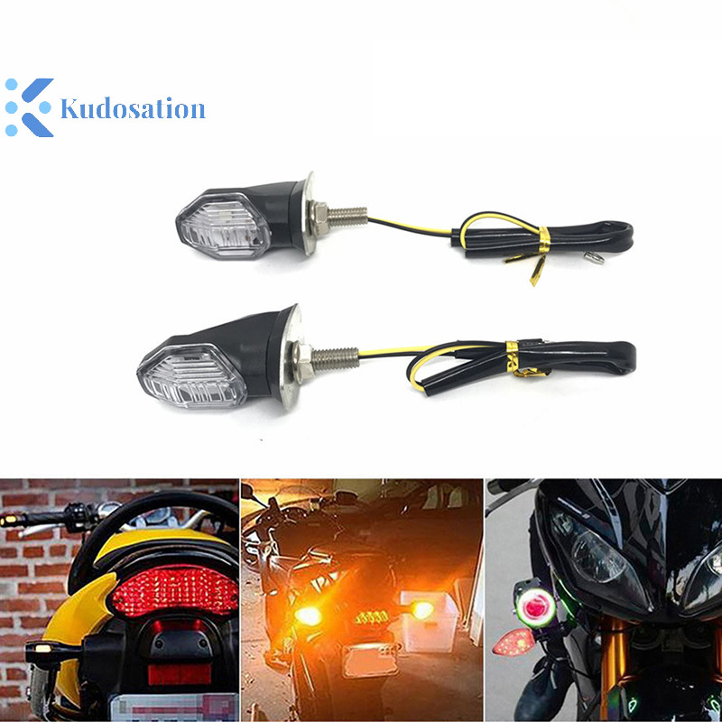 Kudosation 2x Universal รถจักรยานยนต ์ 1LED Amber เลี ้ ยวจักรยานสัญญาณไฟกระพริบ Nice