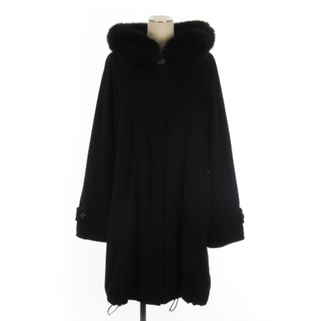 Sport Max Mara Coat with Fox Fur Black 42 Direct from Japan Secondhand
