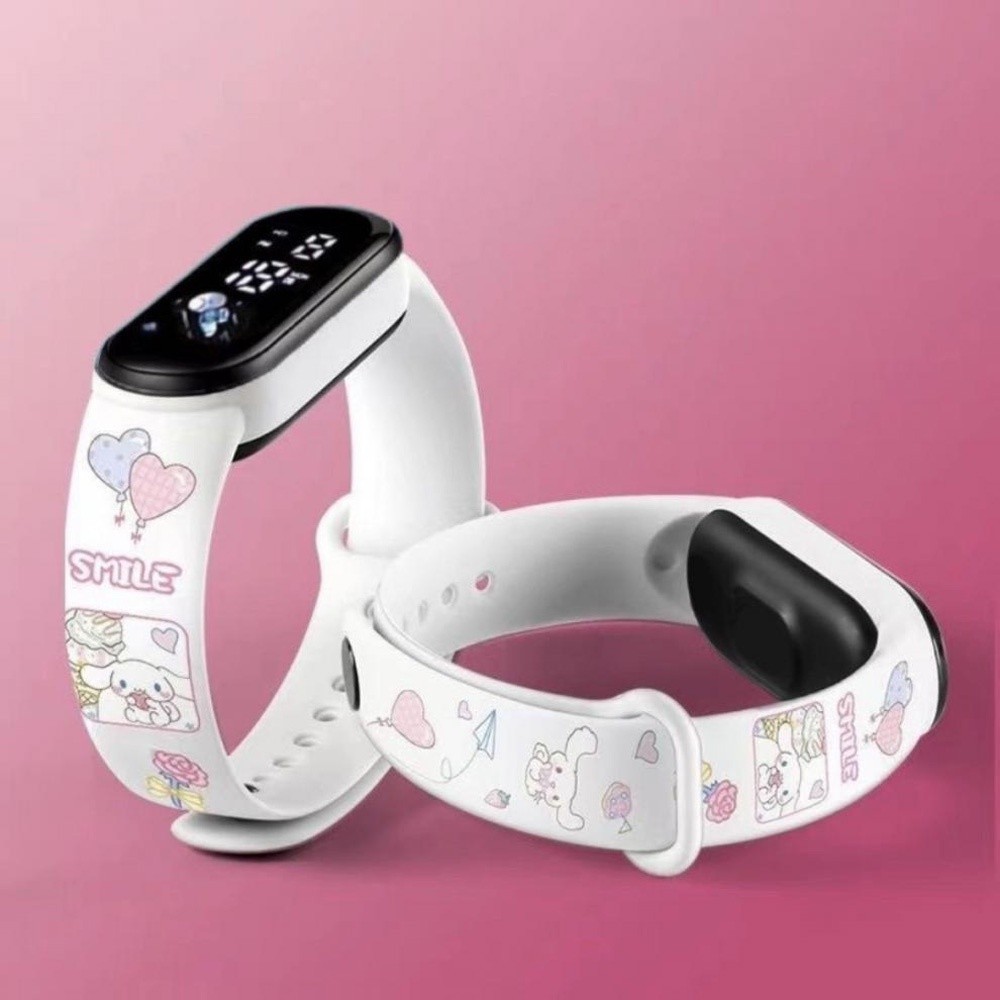 การ ์ ตูน Sanrio Kuromi Kitty Cinnamoroll นาฬิกานักเรียนซิลิโคน Led นาฬิกาอิเล ็ กทรอนิกส ์ กันน ้ ํานาฬิกาส ่ องสว ่ าง