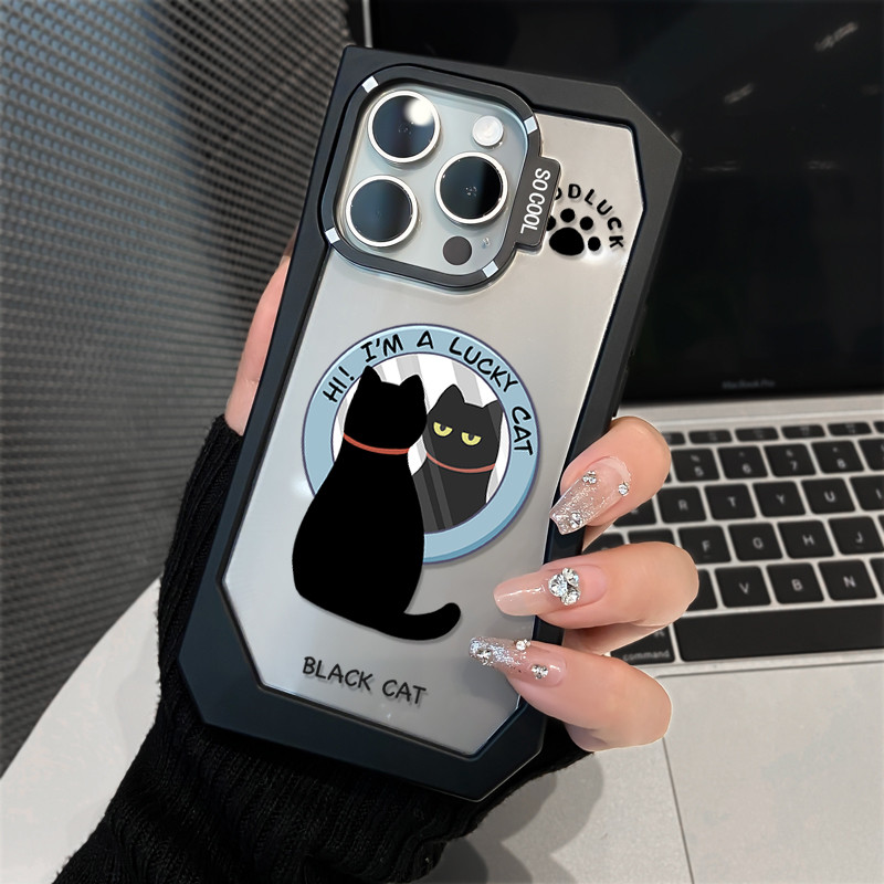 เหมาะสําหรับเคสโทรศัพท์ iPhone IP15PROMAX IP11 IP12 IP13 สนุก IP14PLUS IP6 7 8 ins แมวดูกระจก IPX IPAR IPXSMAX เคสโทรศัพท์ TPU ไม่สม่ําเสมอ