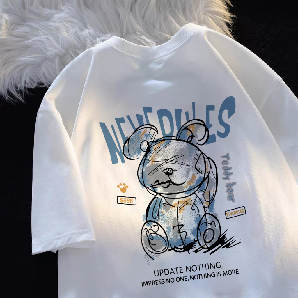 S-5XL T0401 Selvze ~  Printed T-shirt,การ์ตูนน่ารักพิมพ์เสื้อยืดแขนสั้นหลวม