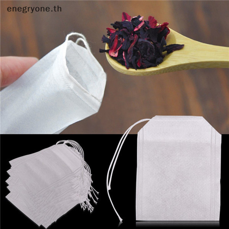 Hot & Best 100pcs Empty Teabags String Heat Seal Filter Paper Herb Loose Tea Bag 5.5 x 7 ซม .