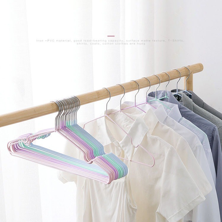 bigsano (แพ็ค10ชิ้น) ไม้แขวนเสื้อ ขนาดใหญ่ 40cm ไม้แขวนเสื้อสแตนเลสหุ้มยางกันลื่น