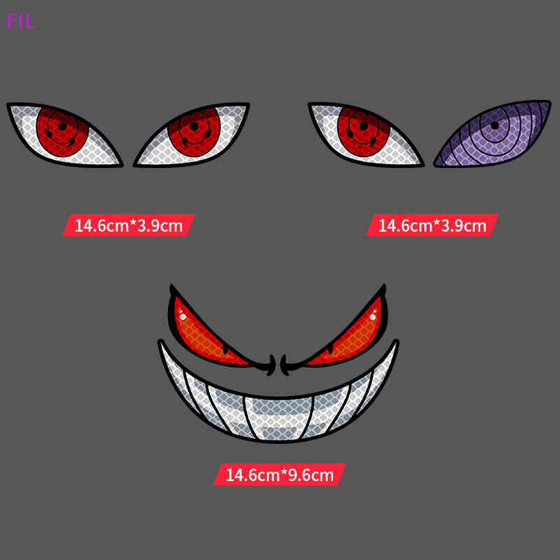 Fil Devil Eye สะท้อนแสงรถจักรยานยนต์ความปลอดภัยคําเตือนสติกเกอร์ตกแต่ง Moto จักรยานสกู๊ตเตอร์กระจกหมวกกันน็อค Tailbox Decal อุปกรณ์เสริม OP