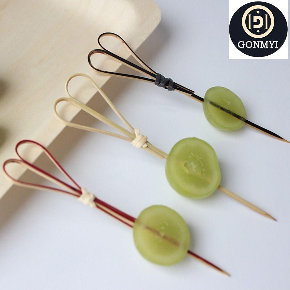 Gonmyi Skewer Sticks Picks, ไม้ไผ่ 100 ชิ้น/ถุงไม้จิ้มฟัน, ค็อกเทลไม้ไผ่ตกแต่งเป็นมิตรกับสิ่งแวดล้อม